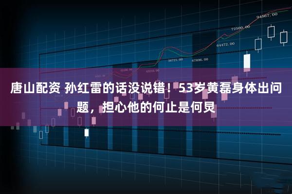 唐山配资 孙红雷的话没说错！53岁黄磊身体出问题，担心他的何止是何炅