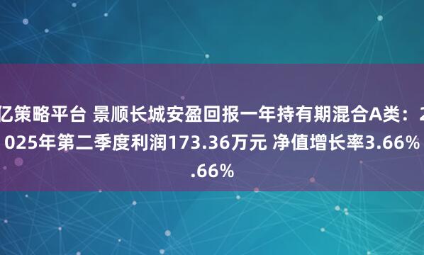 亿策略平台 景顺长城安盈回报一年持有期混合A类：2025年第二季度利润173.36万元 净值增长率3.66%