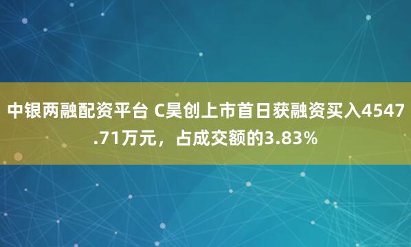 中银两融配资平台 C昊创上市首日获融资买入4547.71万元，占成交额的3.83%