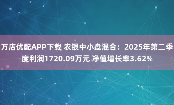 万店优配APP下载 农银中小盘混合:2025年第二季度利润1720.09万元 净值增长率3.62%